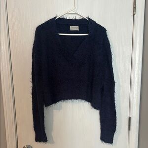 Urban Outfitters Blue Crop V-Neck Sweater